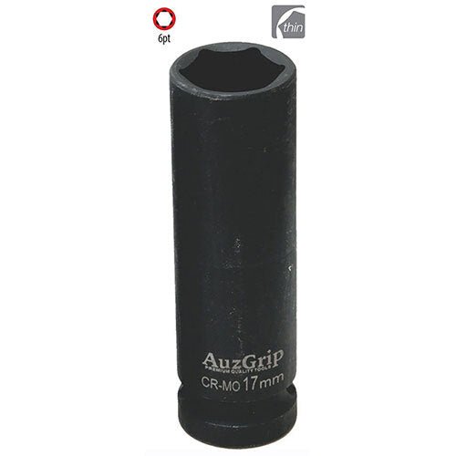 1/2'' Square Drive 6 Point Thin Wall Deep Impact Socket - AIMS Industrial Supplies