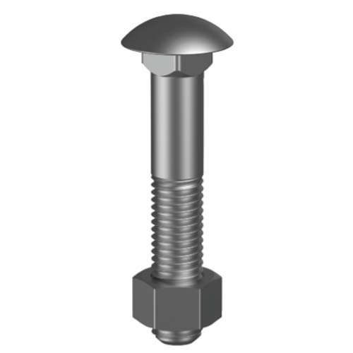 1/2 x 1-3/4" UNC Cup Head Bolt & Nut Grade 8 Zinc Plated  - Box of 75