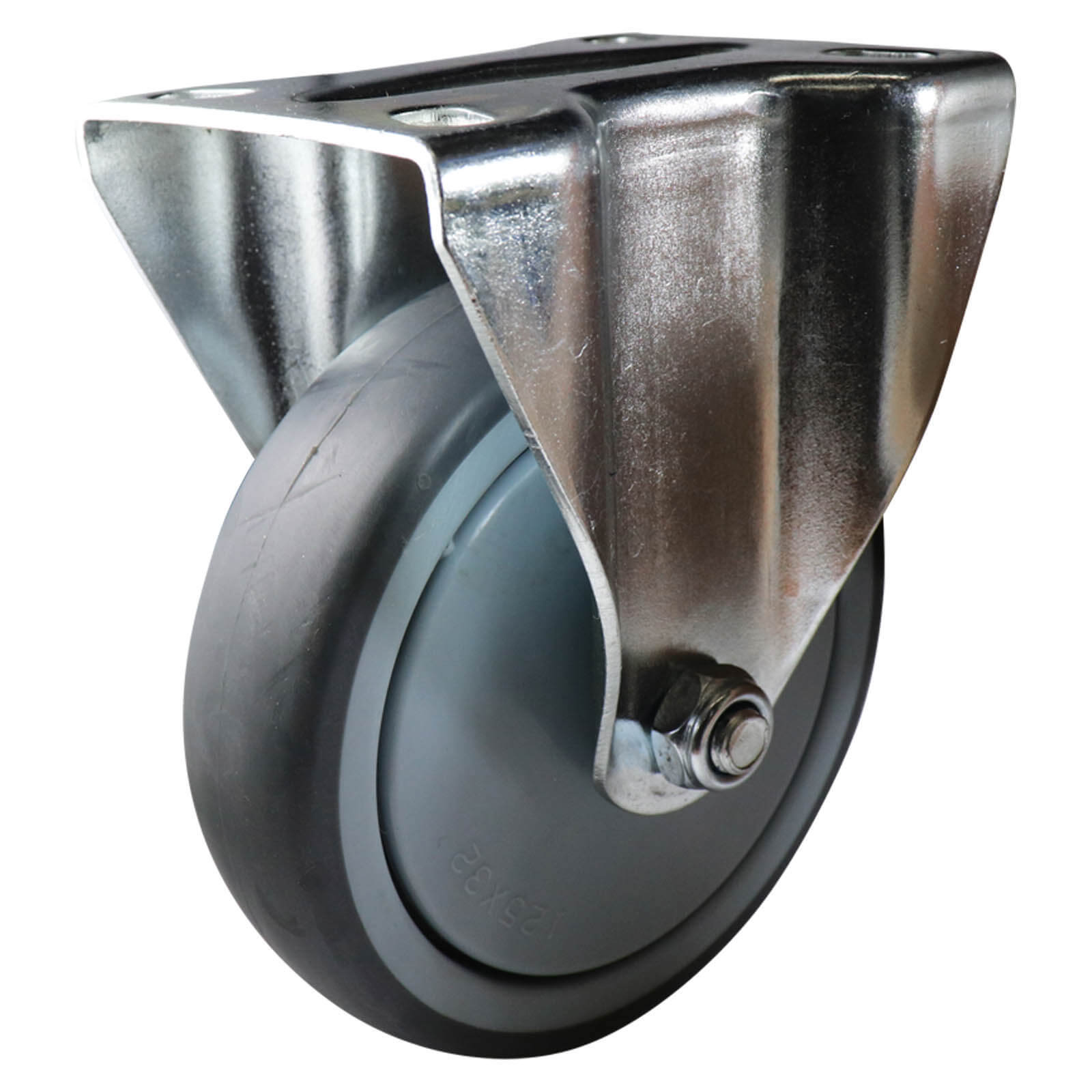 125mm Fixed Plate Castor - Rubber Wheel Grey I4
