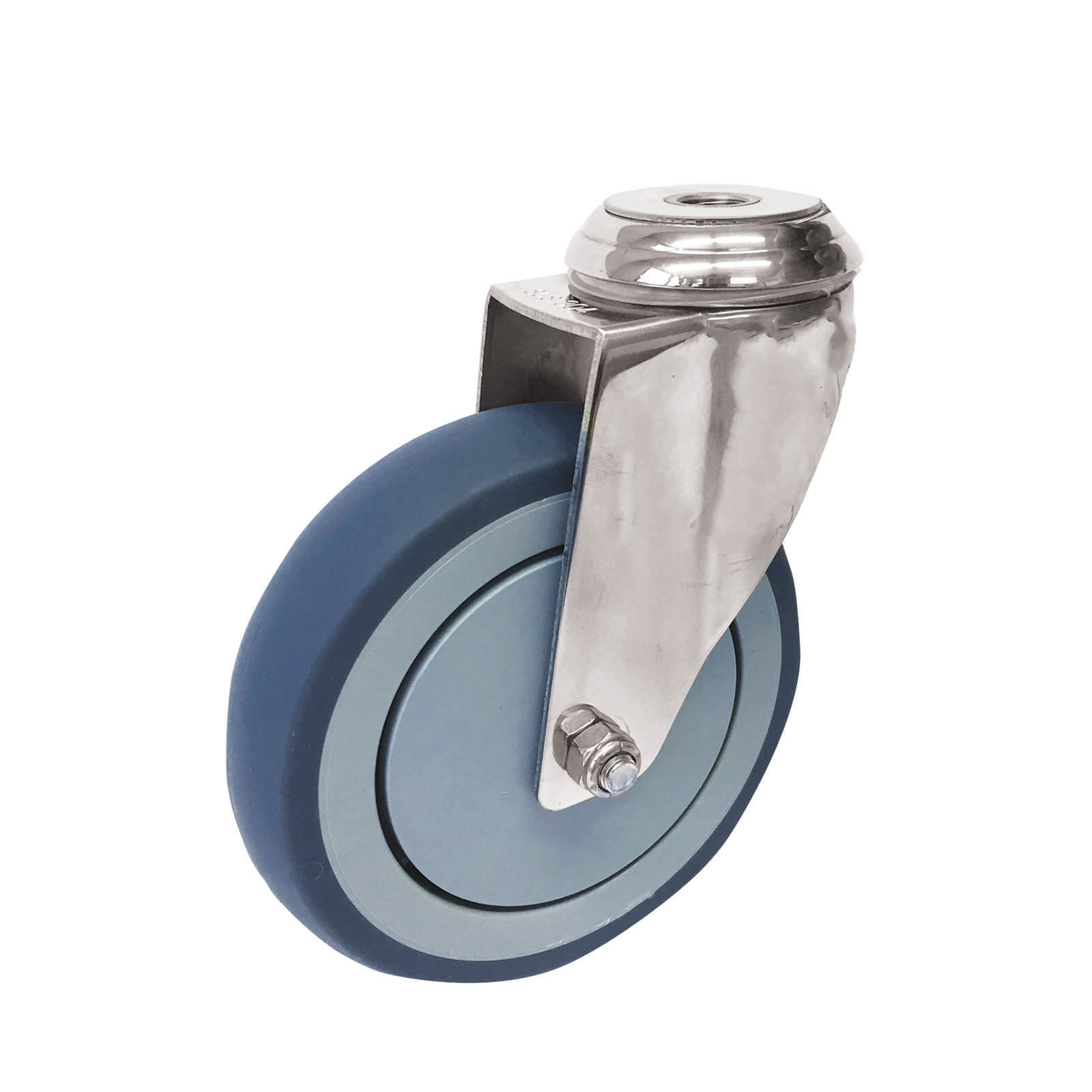125mm Stainless Swivel Bolt Hole Castor - Urethane Wheel Grey G7