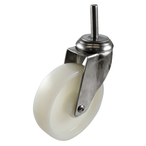 125mm Stainless Swivel Stem Castor - Nylon Wheel White G7