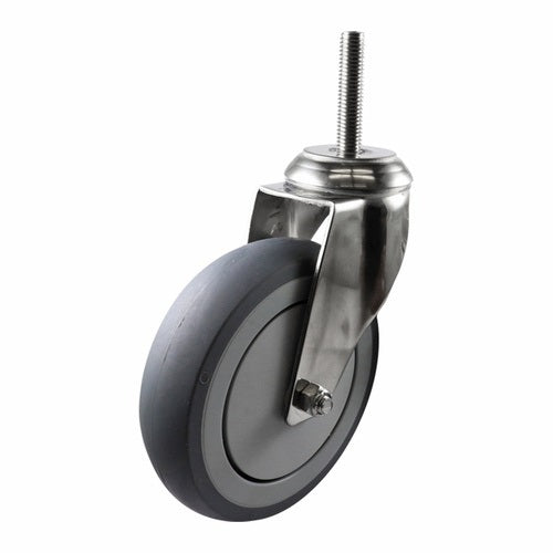 125mm Stainless Swivel Stem Castor - Rubber Wheel Grey G7
