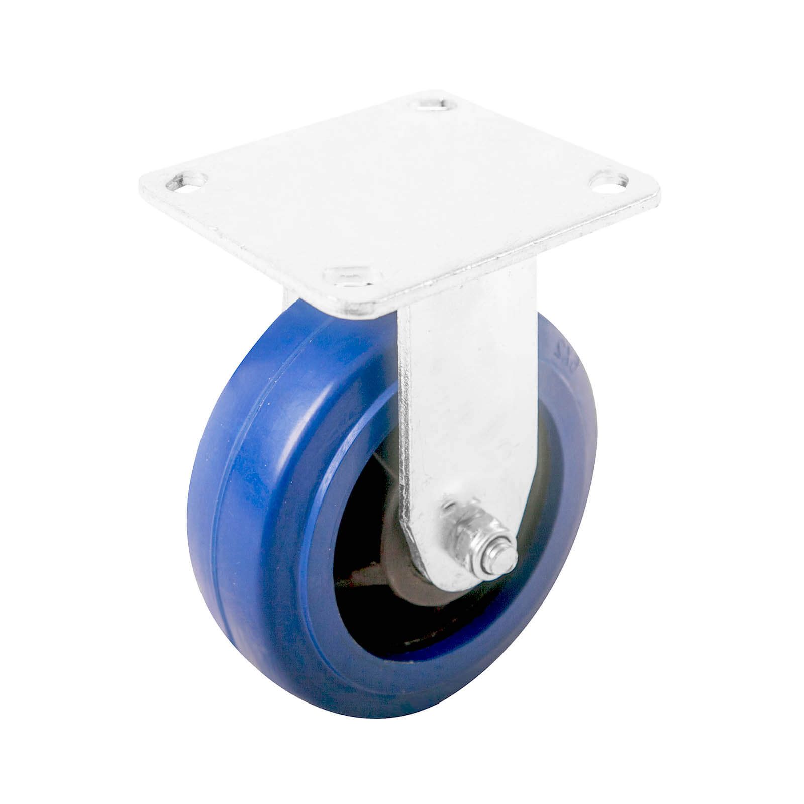 150mm Fixed Plate Castor - Rubber Wheel Blue J3