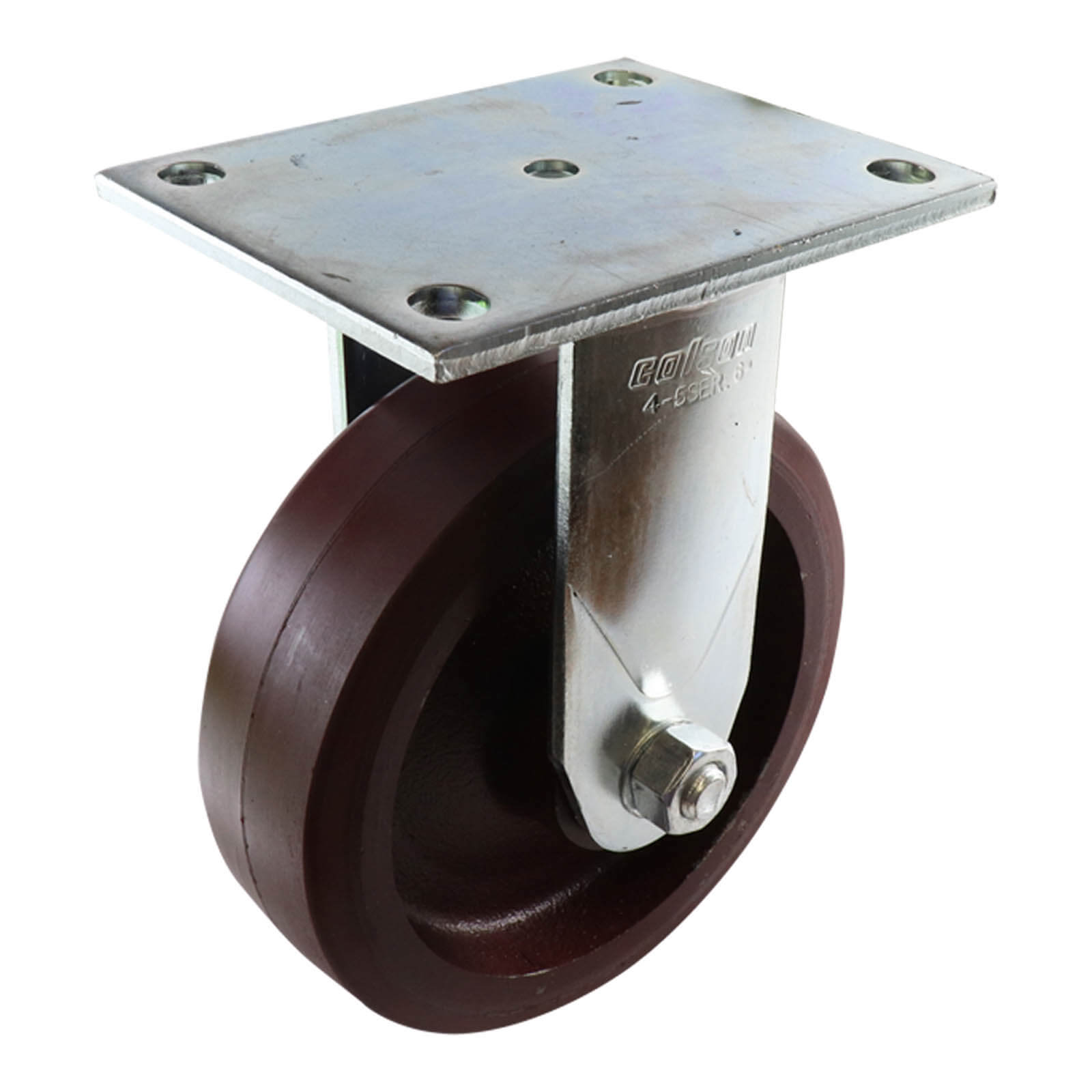 150mm Fixed Plate Castor - Urethane on Cast Iron Wheel TG