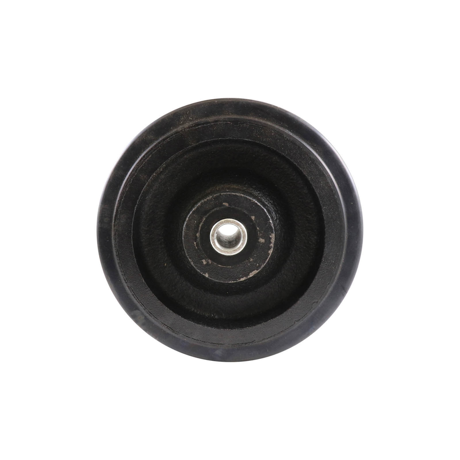 150mm Rubber Wheel - 20mm Roller Bearing Cast Iron Centre Black W11
