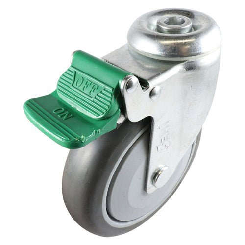 150mm Swivel Bolt Hole Castor Directional Lock Rubber Wheel Grey G6