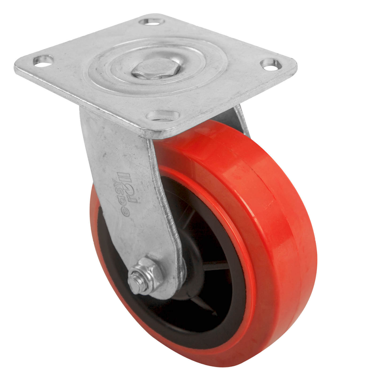 150mm Swivel Plate Castor - Urethane Wheel Red J3