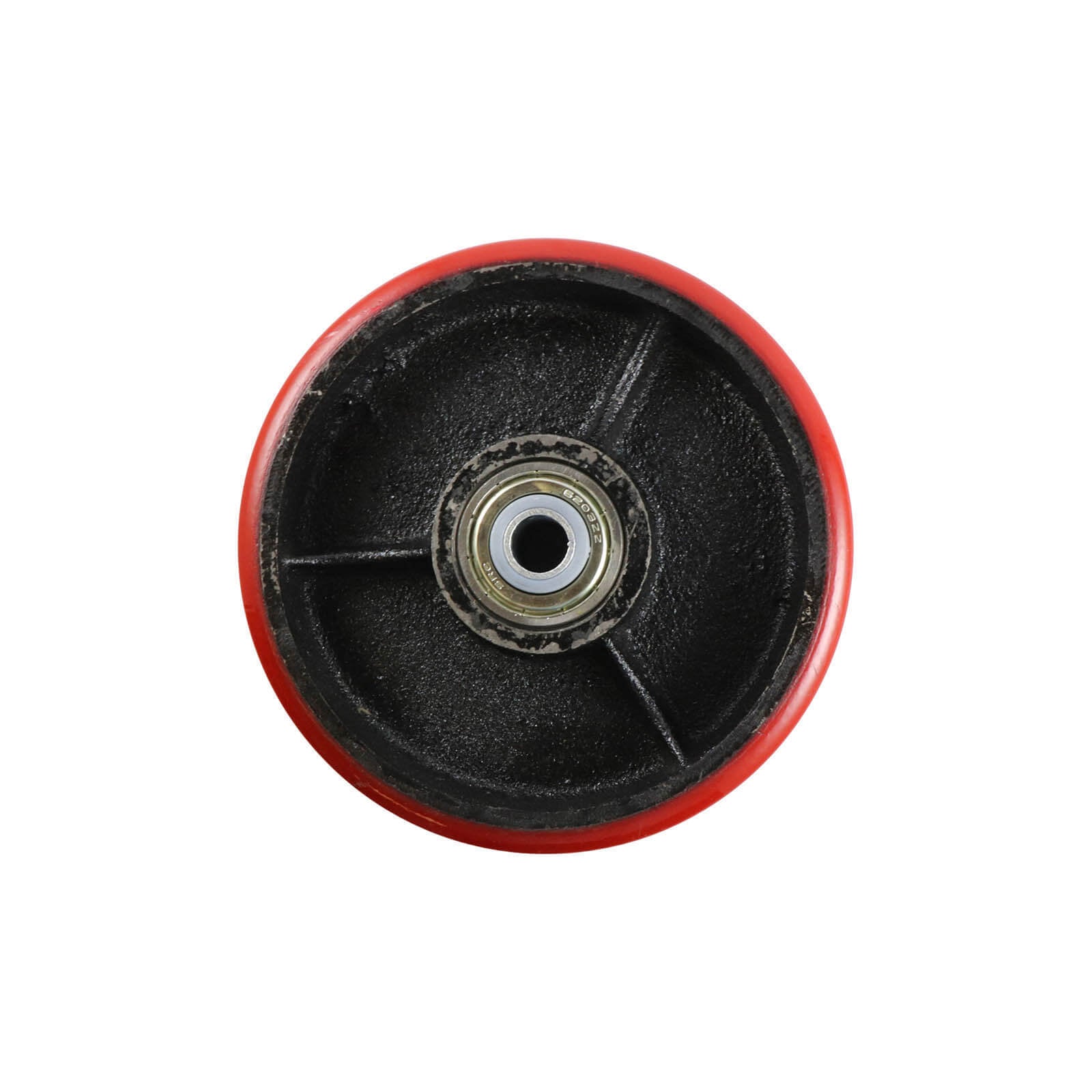 150mm Urethane Wheel - 20mm Precision Bearing Cast Iron Centre Red W8