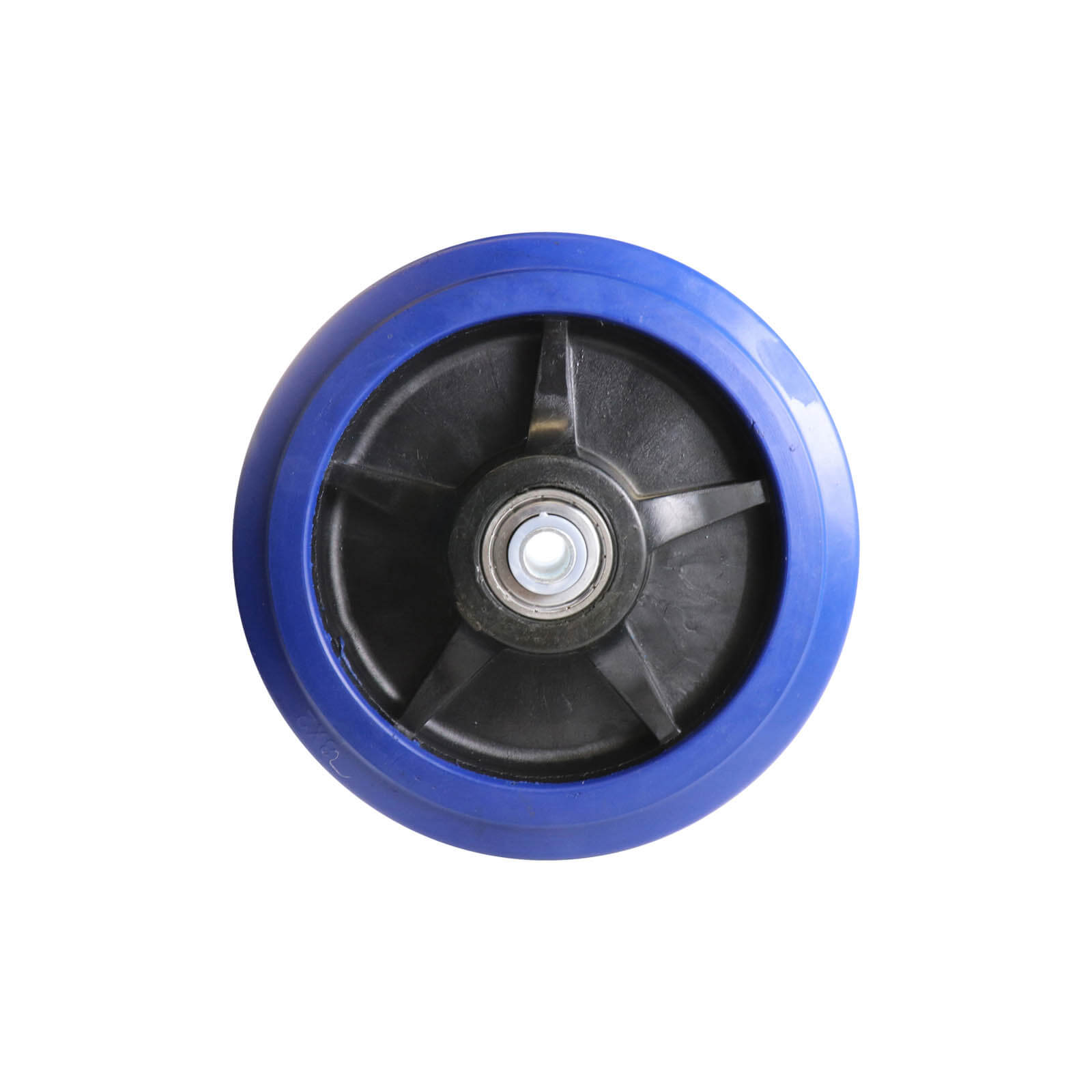 200mm Elastic Rubber Wheel 20mm Precision Bearing Nylon Centre Blue W8