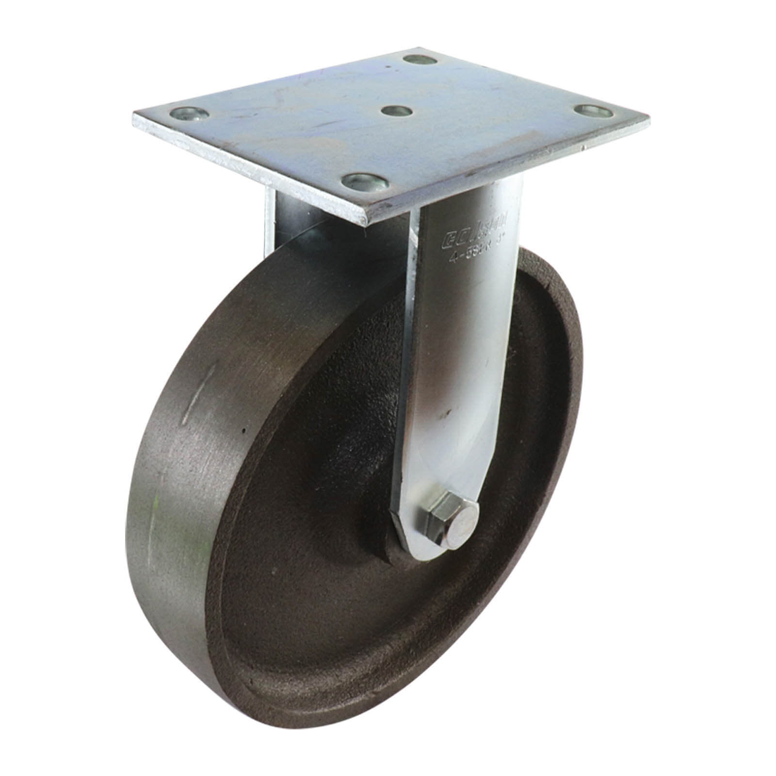 200mm Fixed Plate Castor - Cast Iron Wheel TG