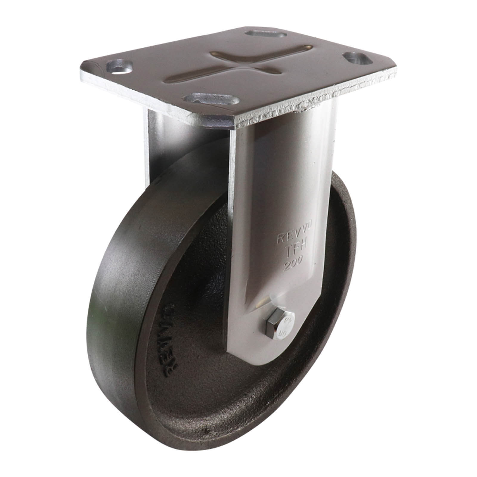 200mm Fixed Plate Castor - Cast Iron Wheel TH