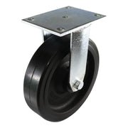 200mm Fixed Plate Castor - Rubber Wheel Black TG1