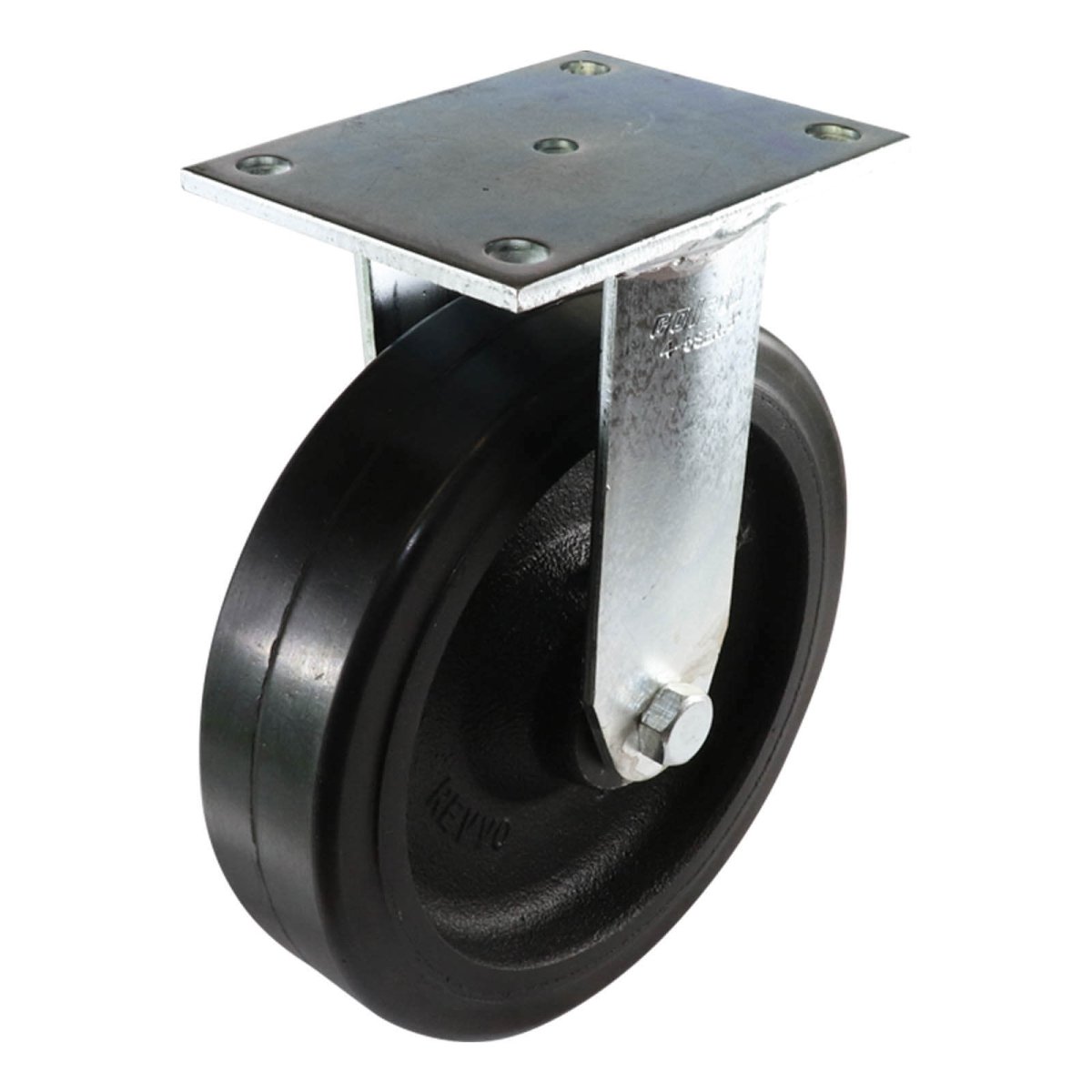 200mm Fixed Plate Castor - TG Black Rubber Wheel - AIMS Industrial Supplies