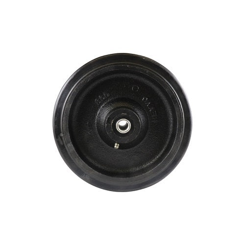 200mm Rubber Wheel - 20mm Roller Bearing Cast Iron Centre Black W22