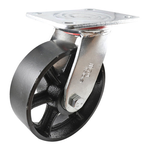 200mm Swivel Plate Castor - Cast Iron Wheel J3