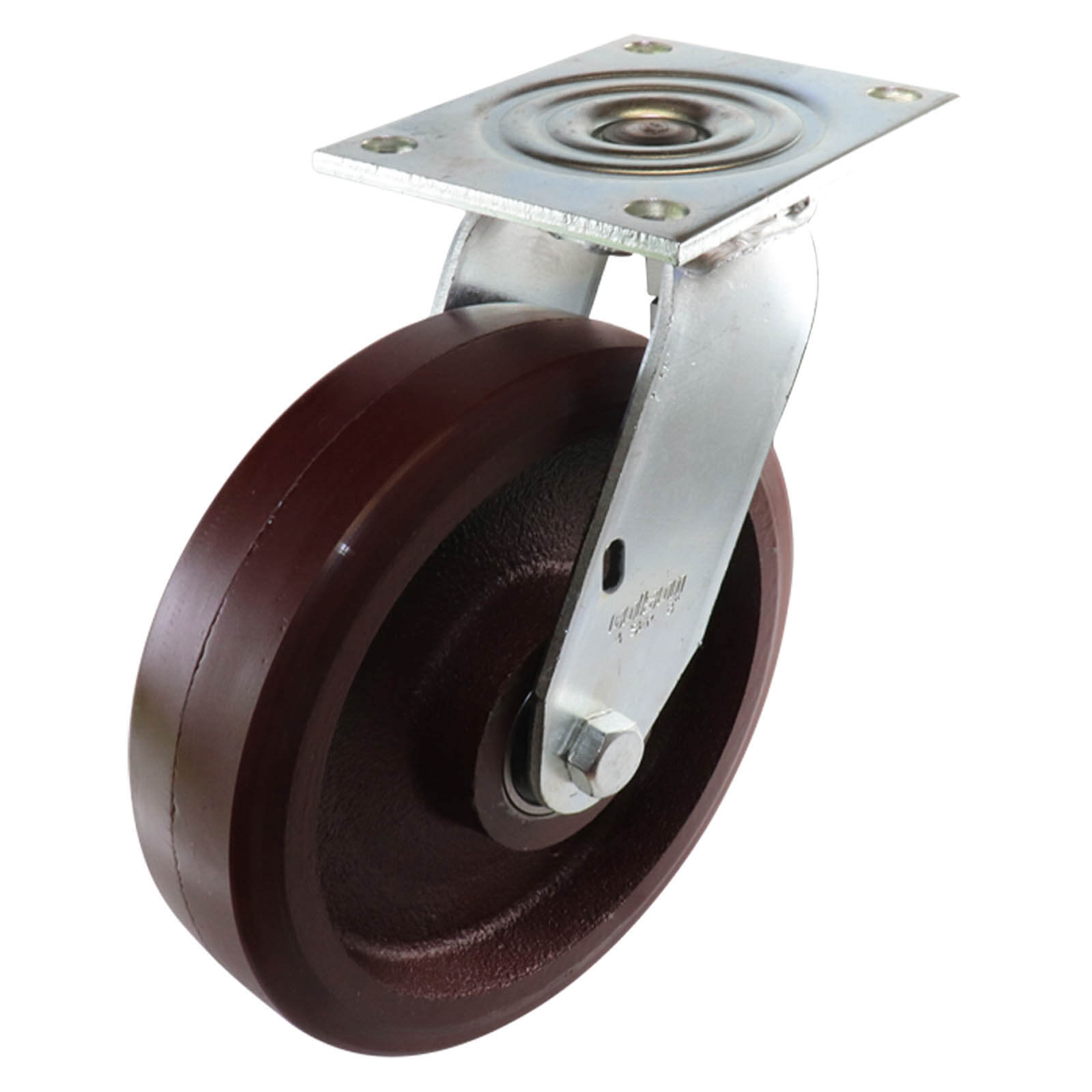200mm Swivel Plate Castor - Urethane on Cast Iron Wheel TG
