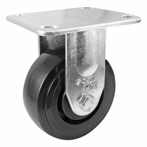 200mm Zinc-Plated Fixed Plate Castor - Nylon Wheel Black J3