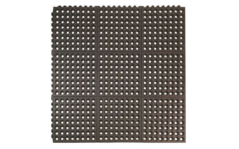 24/Seven Interlocking Natural Rubber Mat Holes - 900 x 900mm Black