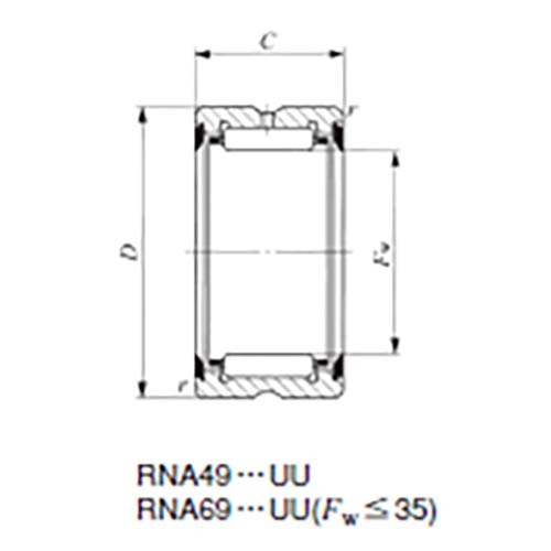 2RS Needle Roller Bearing w/o Inner Ring - RNA2