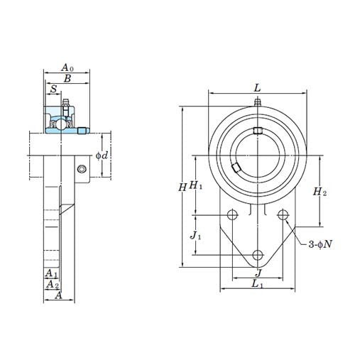 3-Bolt Offset Flange Cast Iron Bearing Housing - FB2002
