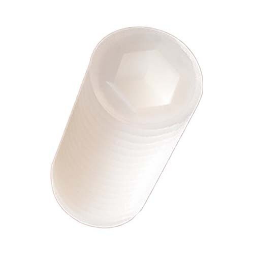 3/8 x 1" UNC Hex Socket Grub Screw Nylon Natural Pack of 25 - AIMS Industrial Supplies