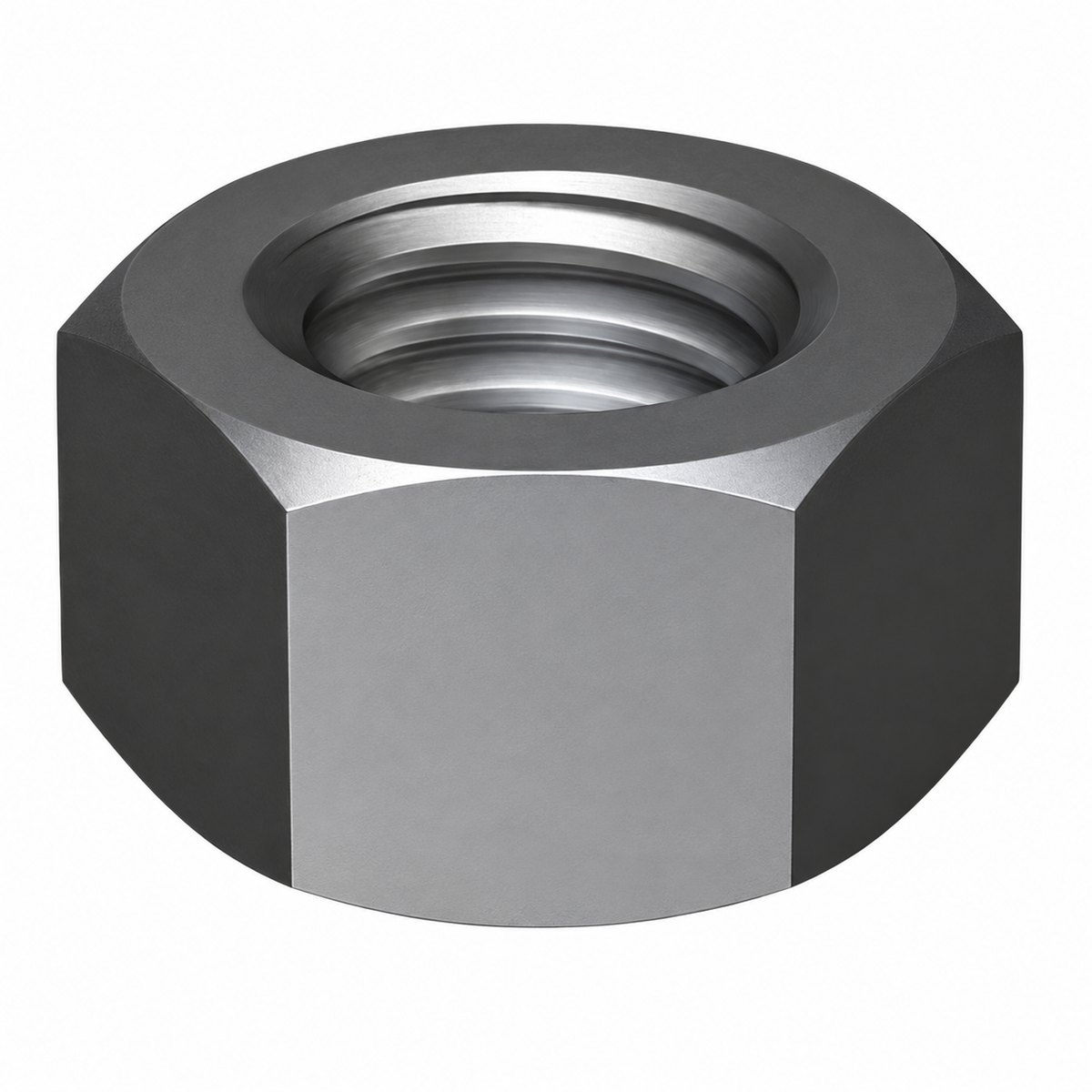 Hobson 3/16" BSW hex nut, single steel-grey nut shown front-on with internal thread visible, on a white background