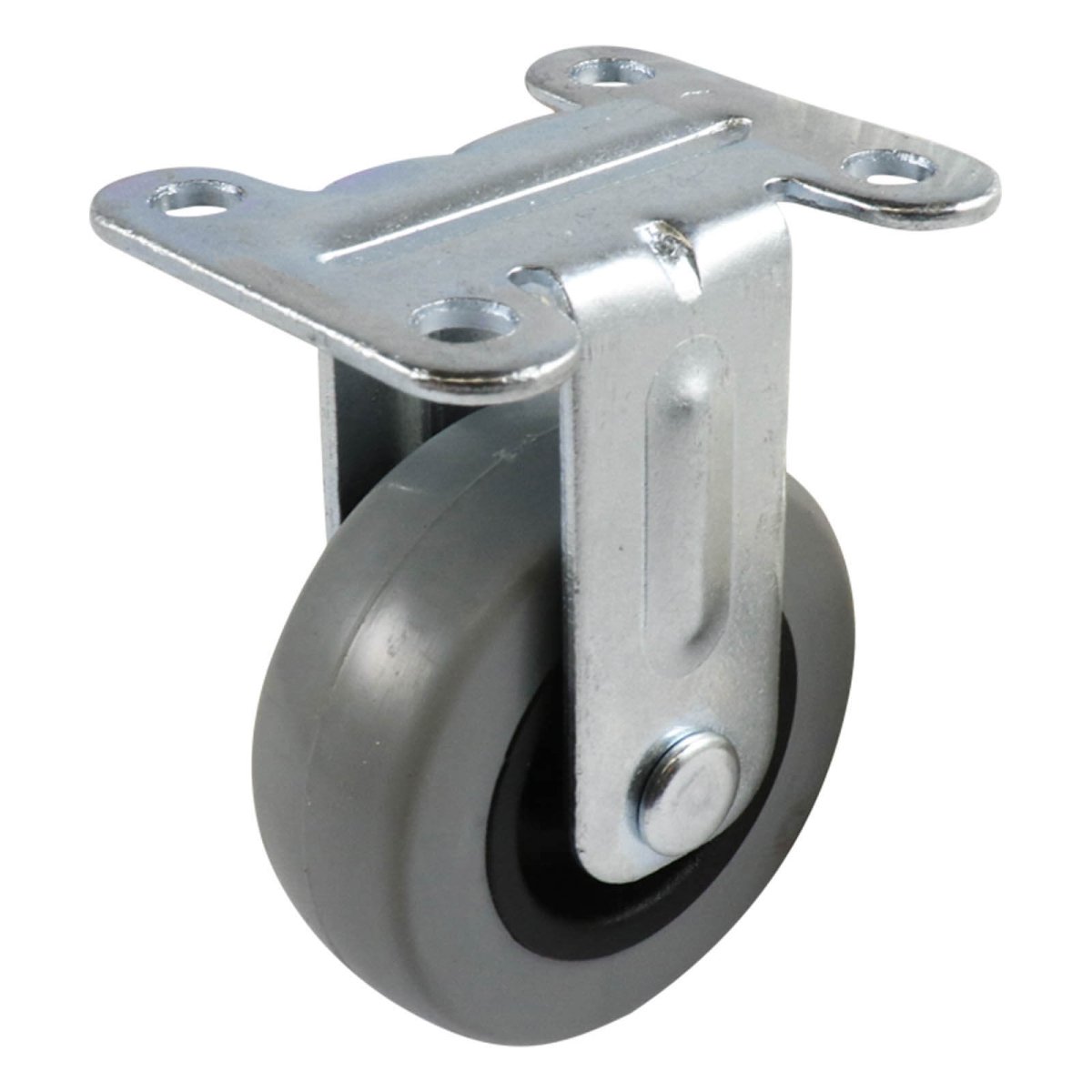 50mm Fixed Plate Castor - Rubber Wheel Grey G1 - AIMS Industrial Supplies