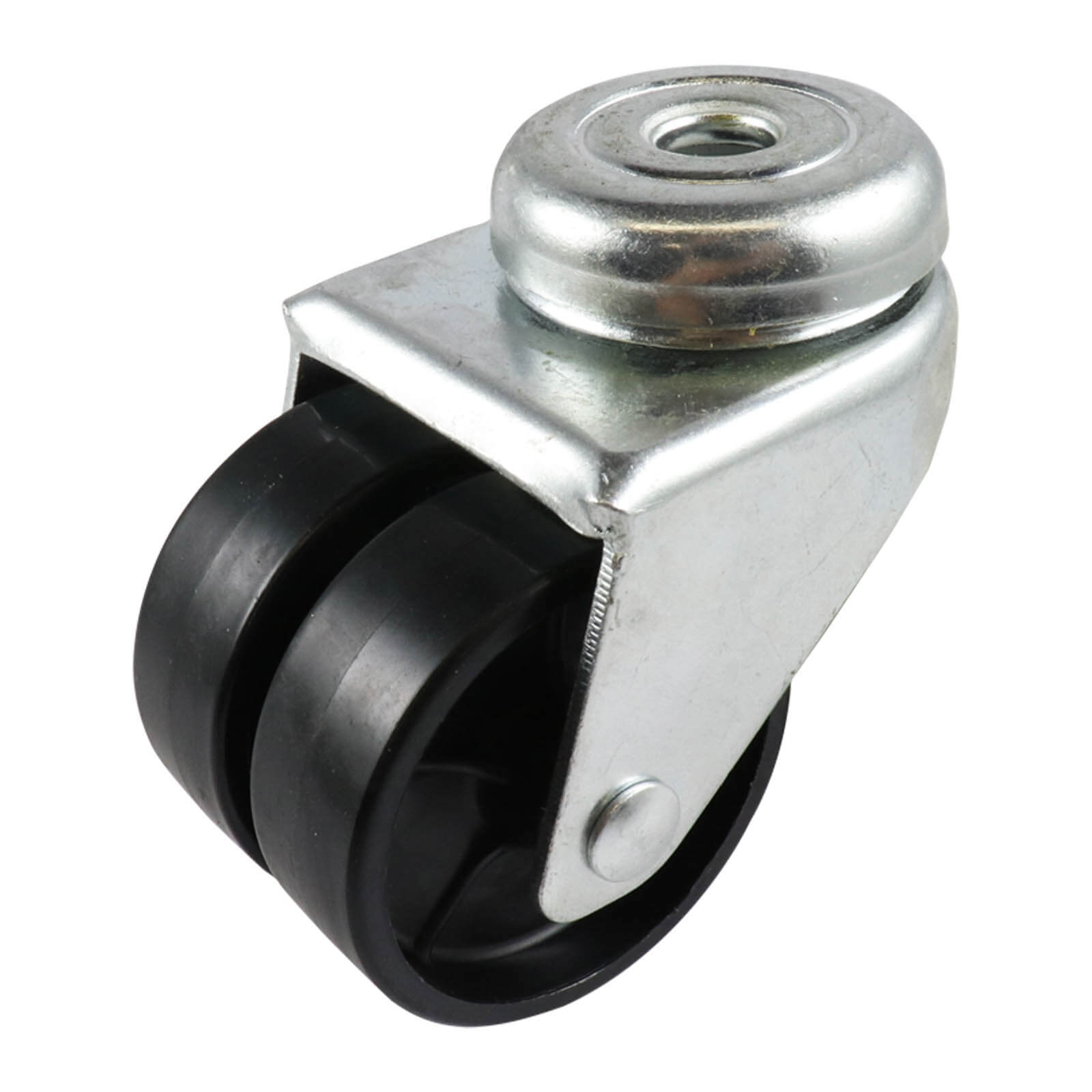 50mm Swivel Bolt Hole Castor - Nylon Twin Wheel Black G21