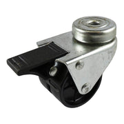 50mm Swivel Bolt Hole Castor with Brake - Nylon Twin Wheel Black G2 - AIMS Industrial Supplies