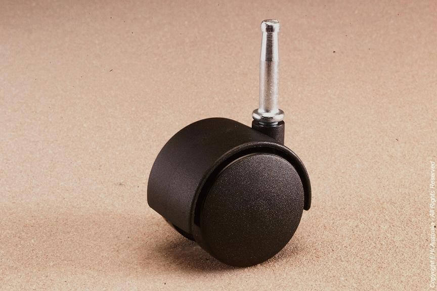 50mm Swivel Castor with Brake 5/16" Stem Hooded - Nylon Wheel, Black - AIMS Industrial Supplies