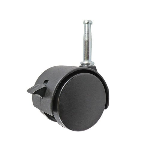 50mm Swivel Castor with Brake 5/16" Stem Hooded - Nylon Wheel, Black - AIMS Industrial Supplies