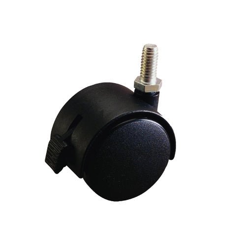 50mm Swivel Castor with Brake 5/16" Stem Hooded - Nylon Wheel, Black - AIMS Industrial Supplies