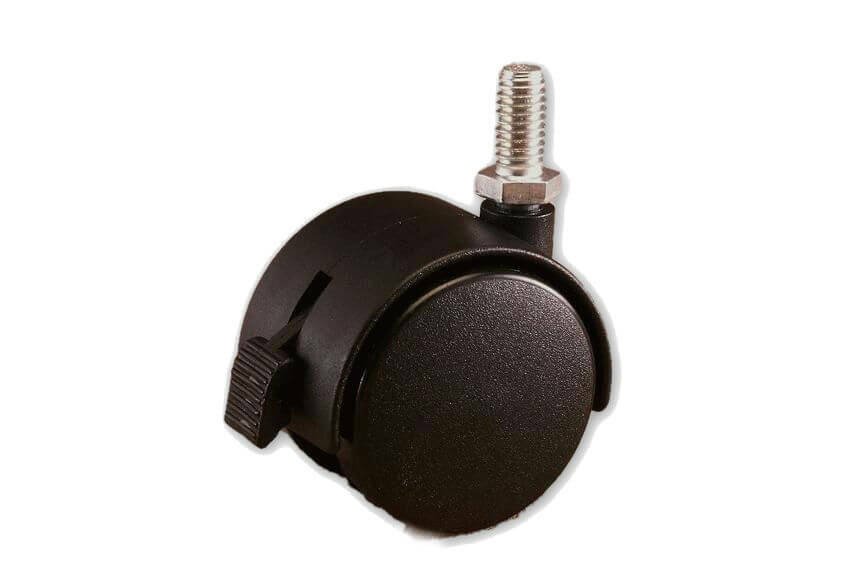 50mm Swivel Castor with Brake 5/16" Stem Hooded - Nylon Wheel, Black - AIMS Industrial Supplies