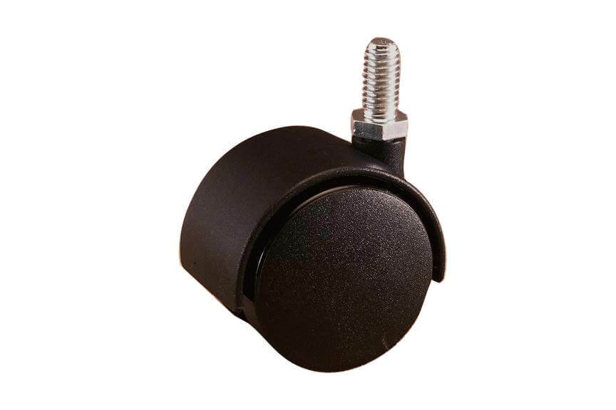 50mm Swivel Castor with Brake 5/16" Stem Hooded - Nylon Wheel, Black - AIMS Industrial Supplies