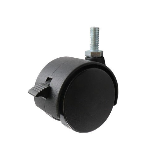 50mm Swivel Castor with Brake 5/16" Stem Hooded - Nylon Wheel, Black - AIMS Industrial Supplies