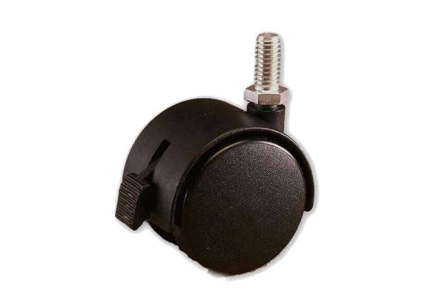 50mm Swivel Castor with Brake 5/16" Stem Hooded - Nylon Wheel, Black1