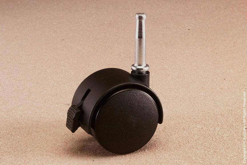 50mm Swivel Furniture Castor with Brake 8mm Stem Hooded - Nylon Wheel, Black1