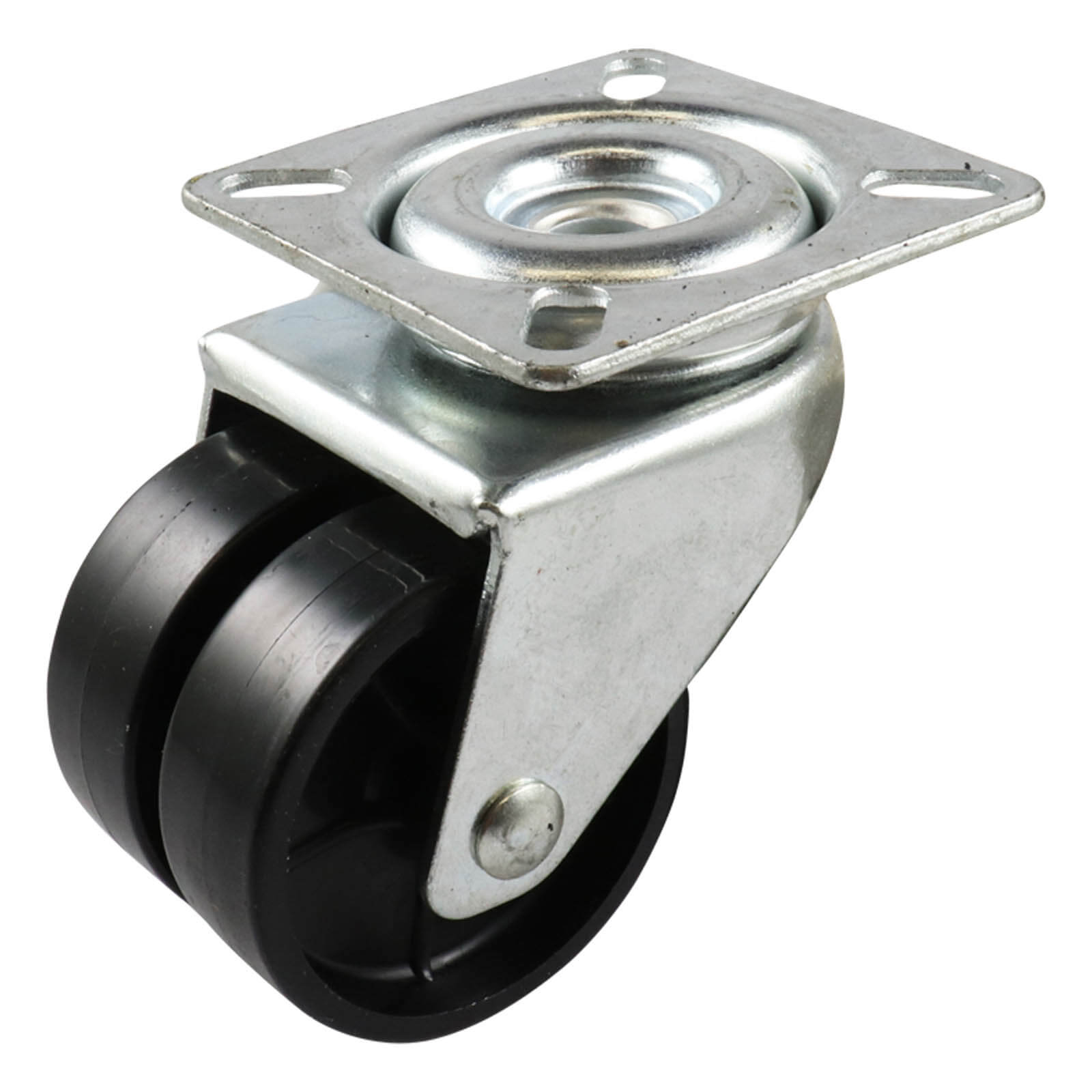 50mm Swivel Plate Castor - Nylon Twin Wheel Black G21