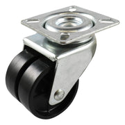 50mm Swivel Plate Castor - Nylon Twin Wheel Black G21