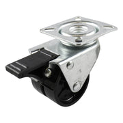 50mm Swivel Plate Castor with Brake - Nylon Twin Wheel Black G21
