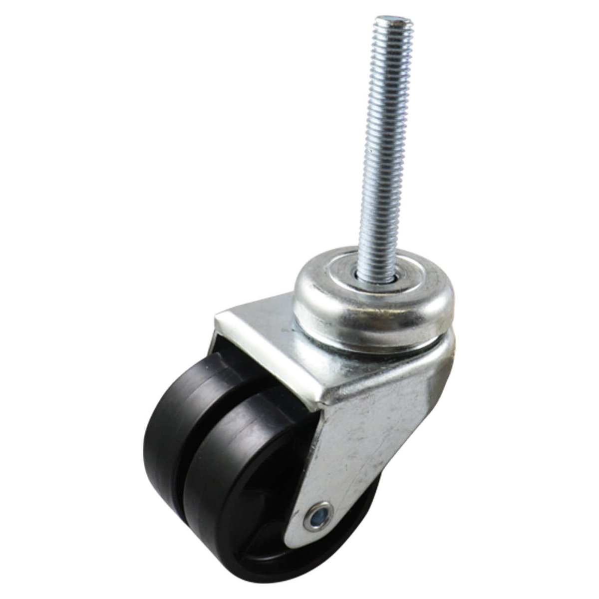 50mm Zinc-Plated Swivel Stem Castor - Nylon Twin Wheel Black G2 - AIMS Industrial Supplies
