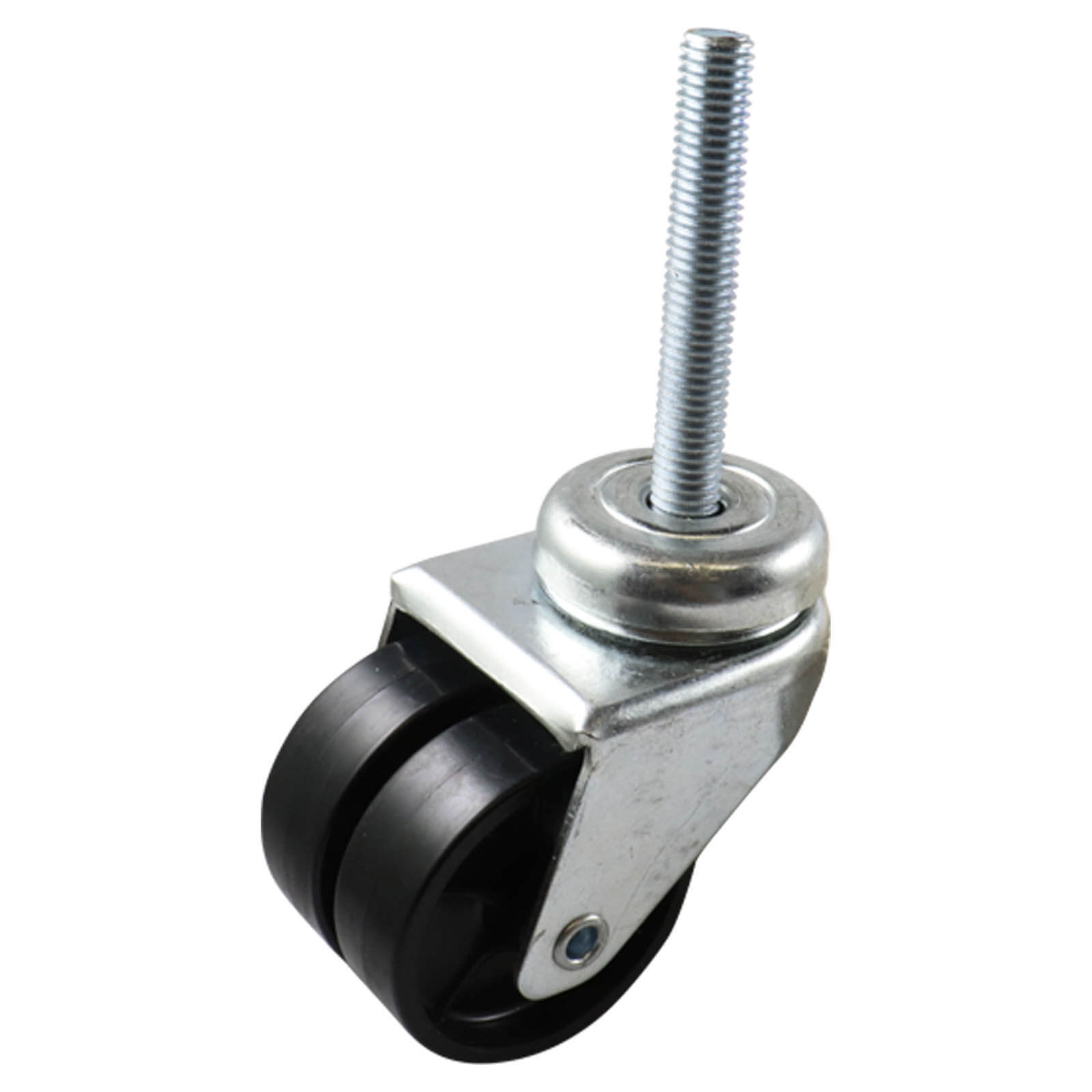 50mm Zinc-Plated Swivel Stem Castor  - Nylon Twin Wheel Black G21