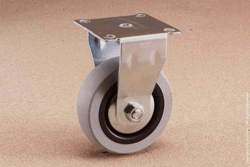 75mm Fixed Plate Castor - Rubber Wheel Grey G1