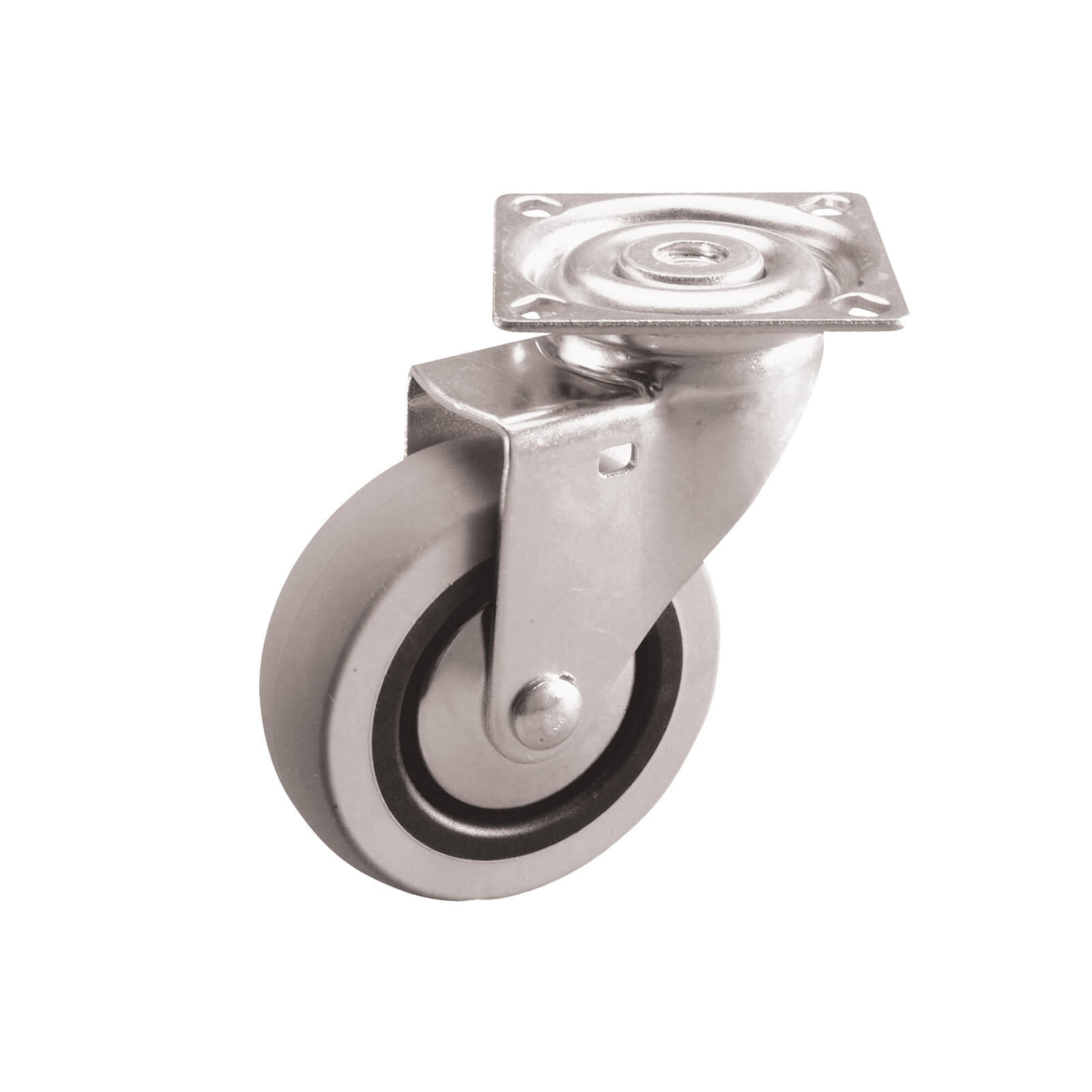 75mm Swivel Plate Castor - Rubber Wheel Grey G1