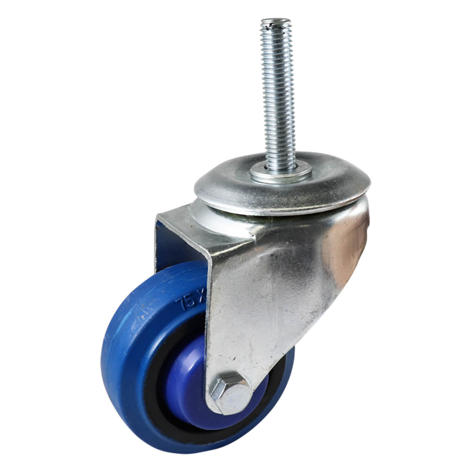 75mm Swivel Stem Castor - Elastic Rubber Wheel Blue I6