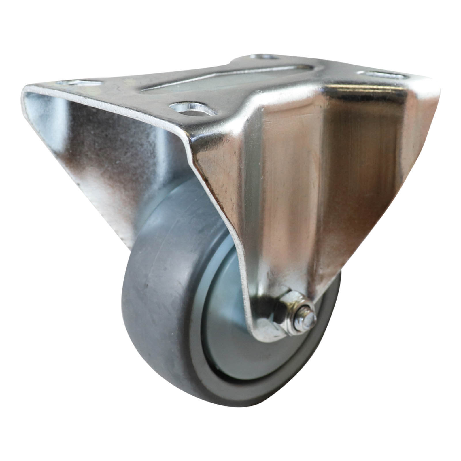 80mm Fixed Plate Castor - Rubber Wheel Grey I4