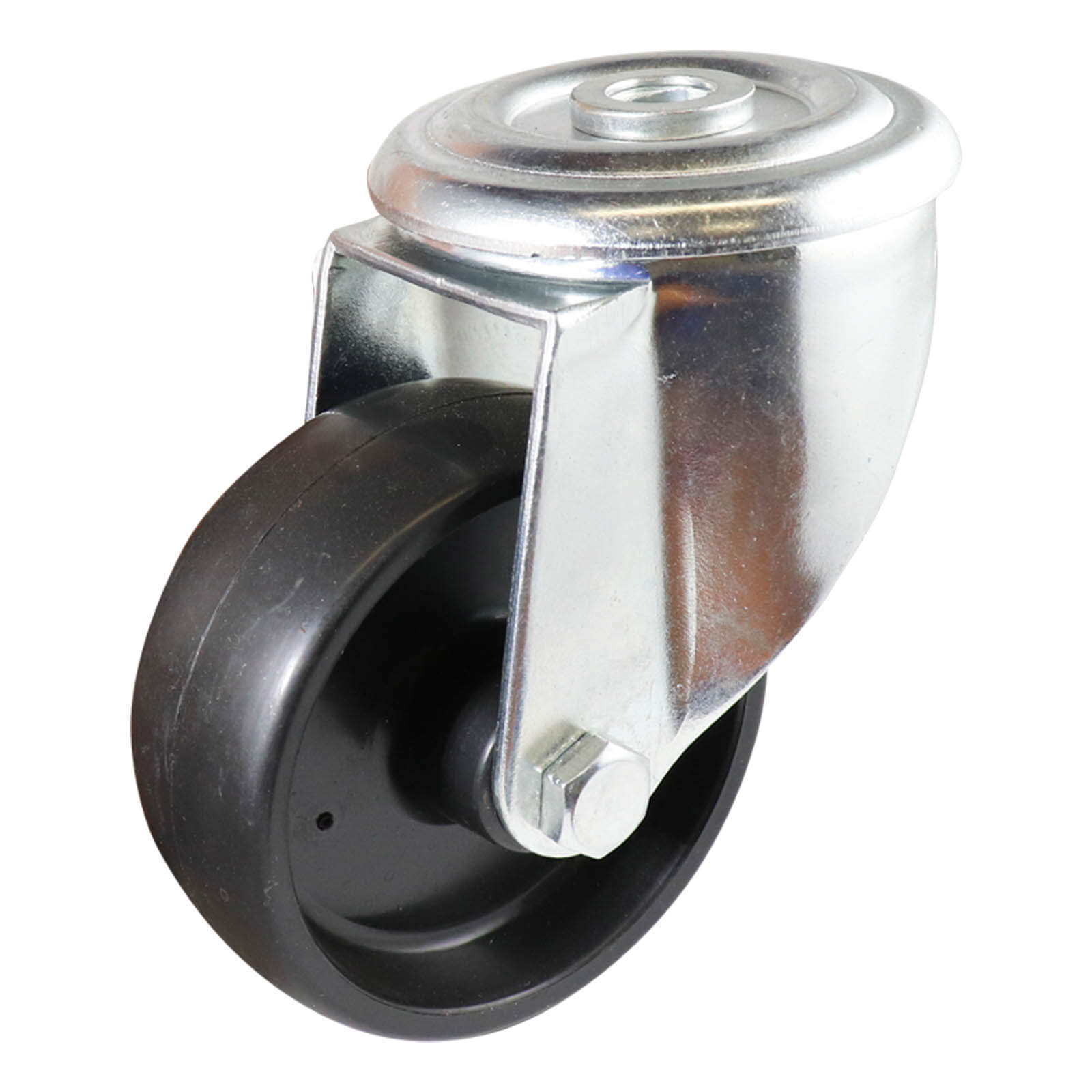 80mm Swivel Bolt Hole Castor - Polypropylene Wheel Black I4
