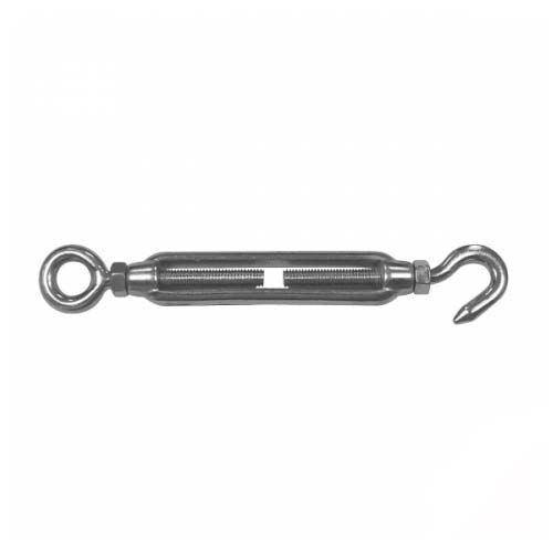 Hook-Eye Open Body Turnbuckle With Lock Nuts - 316 Stainless Steel