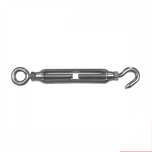 Hook-Eye Open Body Turnbuckle With Lock Nuts - 316 Stainless Steel