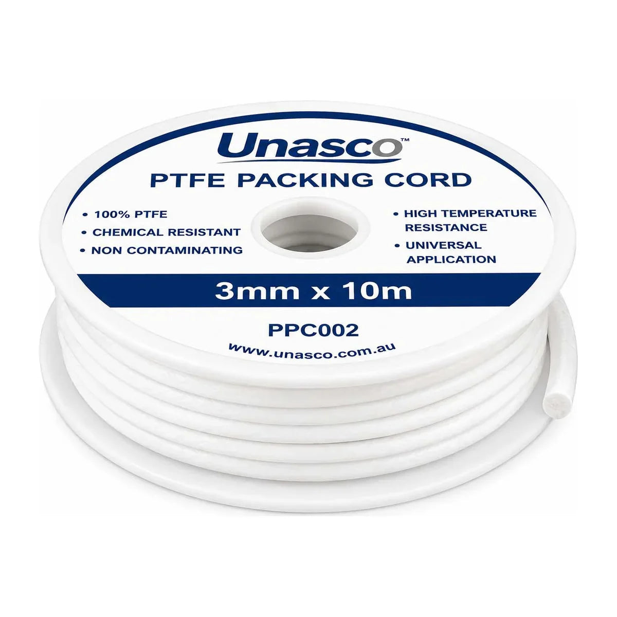 Unasco PTFE packing cord, 3mm x 10m reel